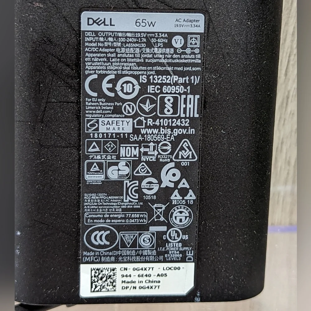 Dell Laptop Computer 65W AC Adapter Plug